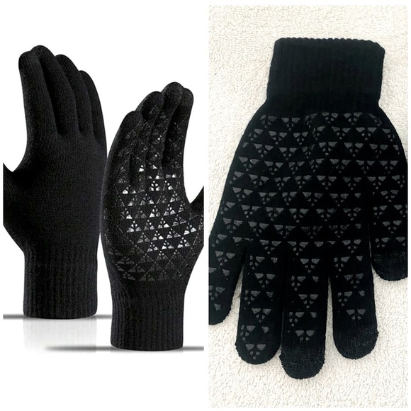 Warm Touch Screen Gloves, Thickened And Anti-Slip Knitted Gloves Black Small/Med - Picture 1 of 4